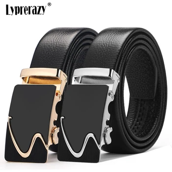

Lyprerazy Luxury Mens Fashion Belt Cow Leather Automatic Buckle Men Black Belt Designer Casual Business Male Belts