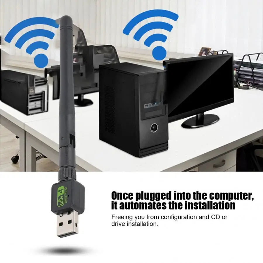 USB2.0 разъем 150 м 2,4 г привод- Беспроводной сетевая карта с Съемная антенна SMA
