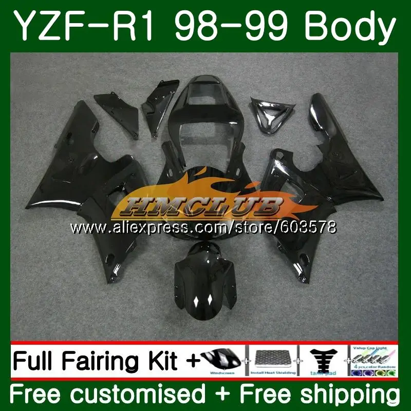 Для кузова Yamaha YZF R 1 YZF 1000 YZF1000 YZF R1 1998 1999 хороший черный 58CL. 8 комплект YZF-1000 YZF-R1 98 99 YZFR1 98 99 обтекатель - Цвет: No. 1