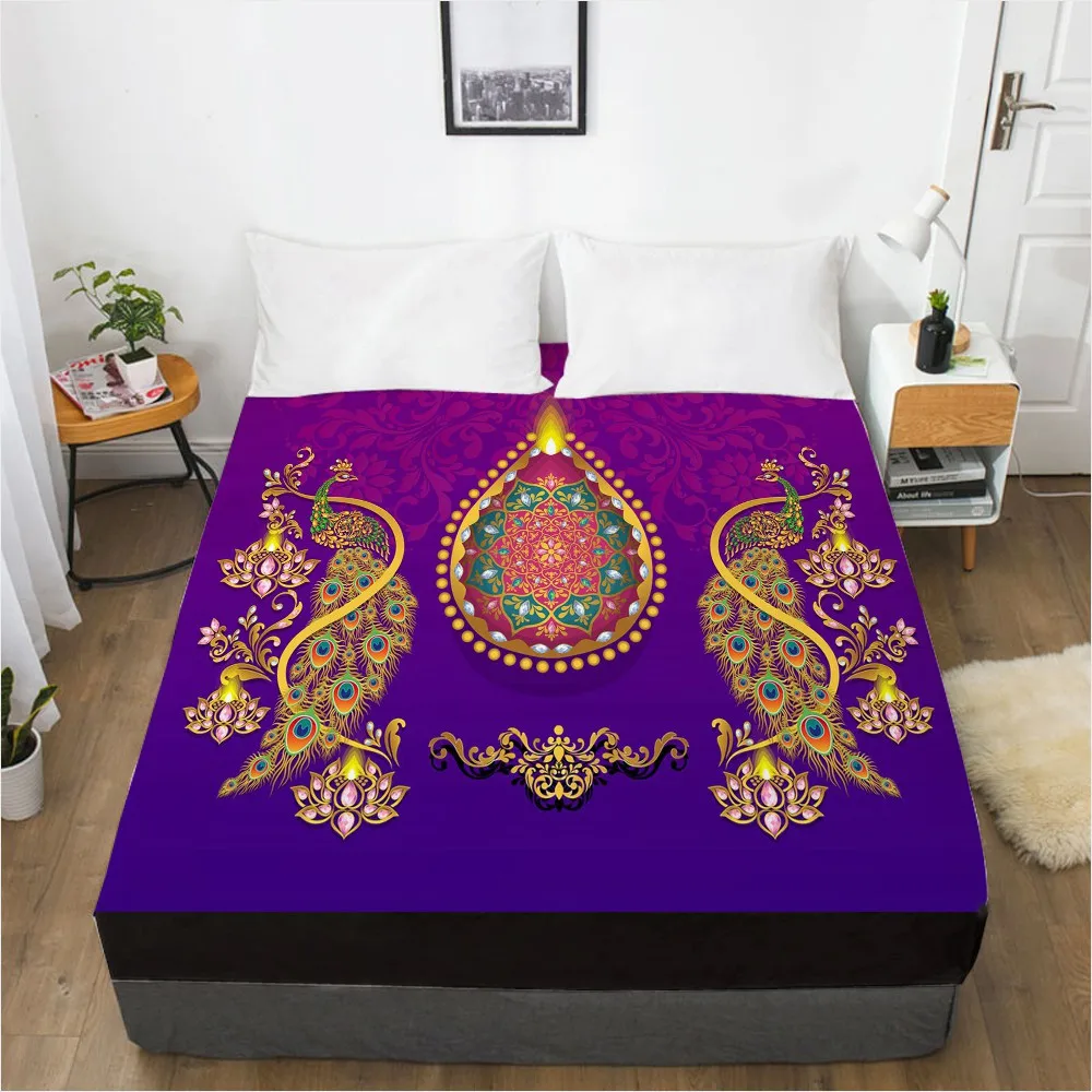rainha, rei, preto, flor dourada, cama, capa de colchão, 3D, HD, 180x200
