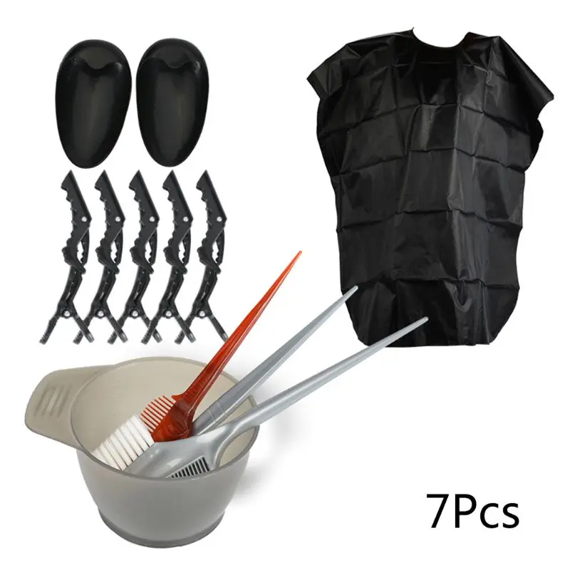 

7Pcs Professional Hair Coloring Tool Set Earmuffs Shawl Hair Dye Brush Comb Bowl