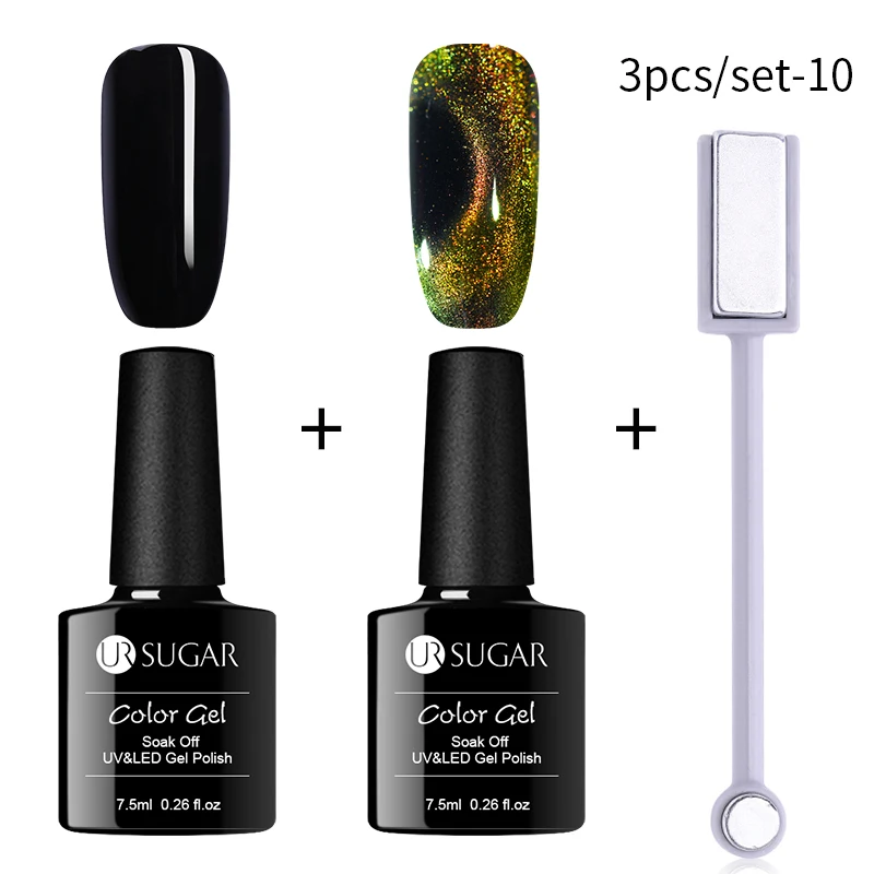 Ur Sugar 3 шт 9D Galaxy Гель-лак для ногтей с эффектом «кошачий глаз» набор Хамелеон для использования с магнитом замочить от УФ/светодиодный лак для ногтей Полупостоянный Маникюр гель лак - Color: 3pcs laser10