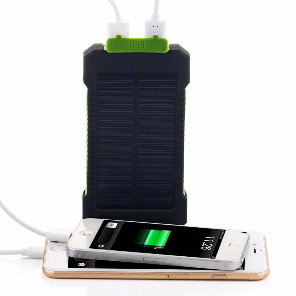 20000 мАч портативное солнечное зарядное устройство Внешний аккумулятор двойной USB Солнечный внешний аккумулятор с SOS светодиодный фонарик мобильный телефон повербанк