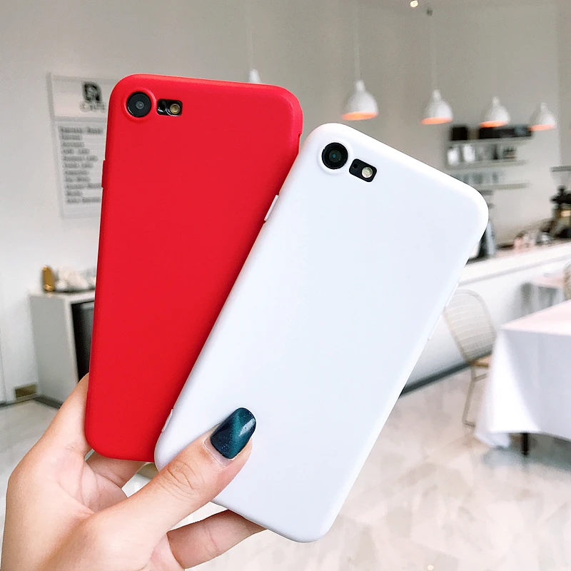 Однотонный чехол конфетный для iPhone 5 5S 5SE 6 6S 7 8 Plus X простые ультратонкие мягкие