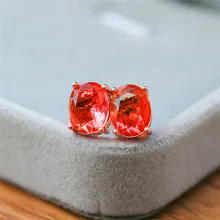 Charm Female Champagne Yellow Oval Earrings Vintage Elegant Wedding Earrings For Women Cute Crystal Rose Gold Stud Earrings