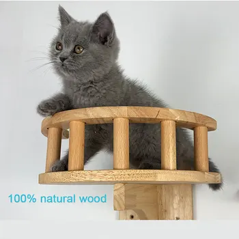 

Pet Wooden Climbing Frame Scratching Post Cat Wall Steps Cat Tree Wooden Pet Furniture Wall Hanging Kitten House Climbing Frame