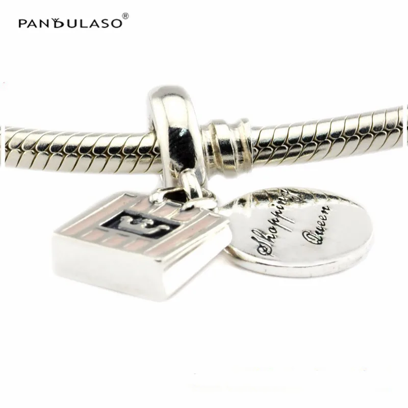 Shopping Queen Soft Pink Enamel Sterling Silver Jewelry For Beaded Chain Bracelets& Bangles Woman DIY Beads For Jewelry Making
