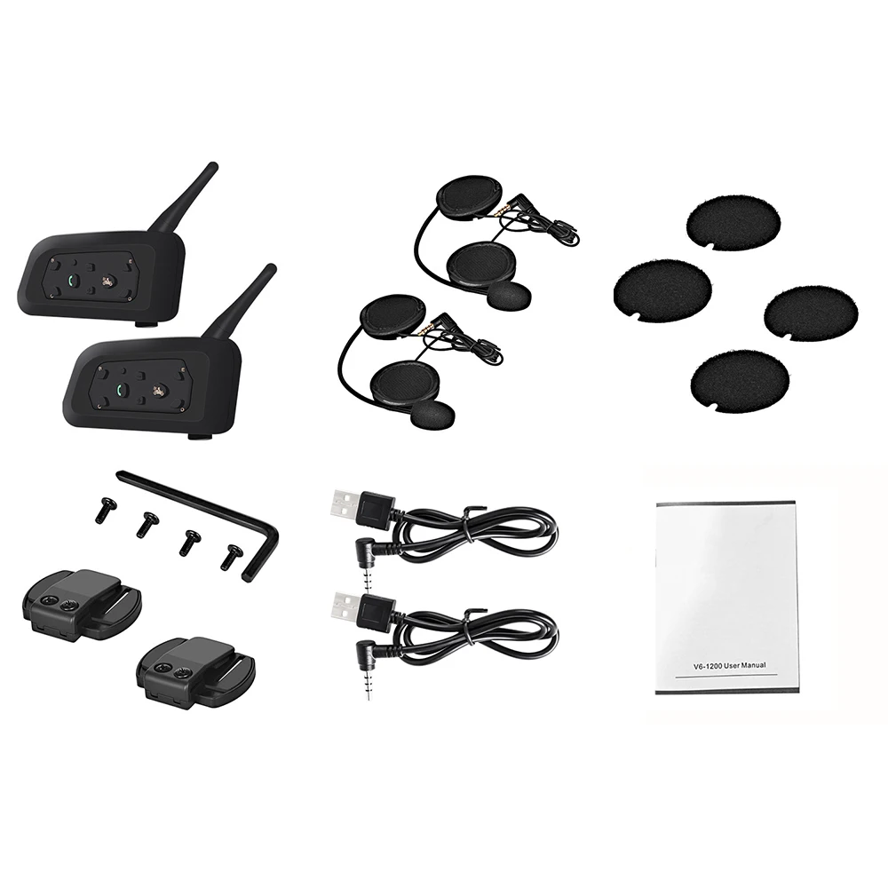 As Shown Мотоциклетный шлем Bluetooth гарнитура Интерком 6 всадников 1200 м беспроводное переговорное устройство Bt домофон аксессуары для мотоциклов - Цвет: As Shown