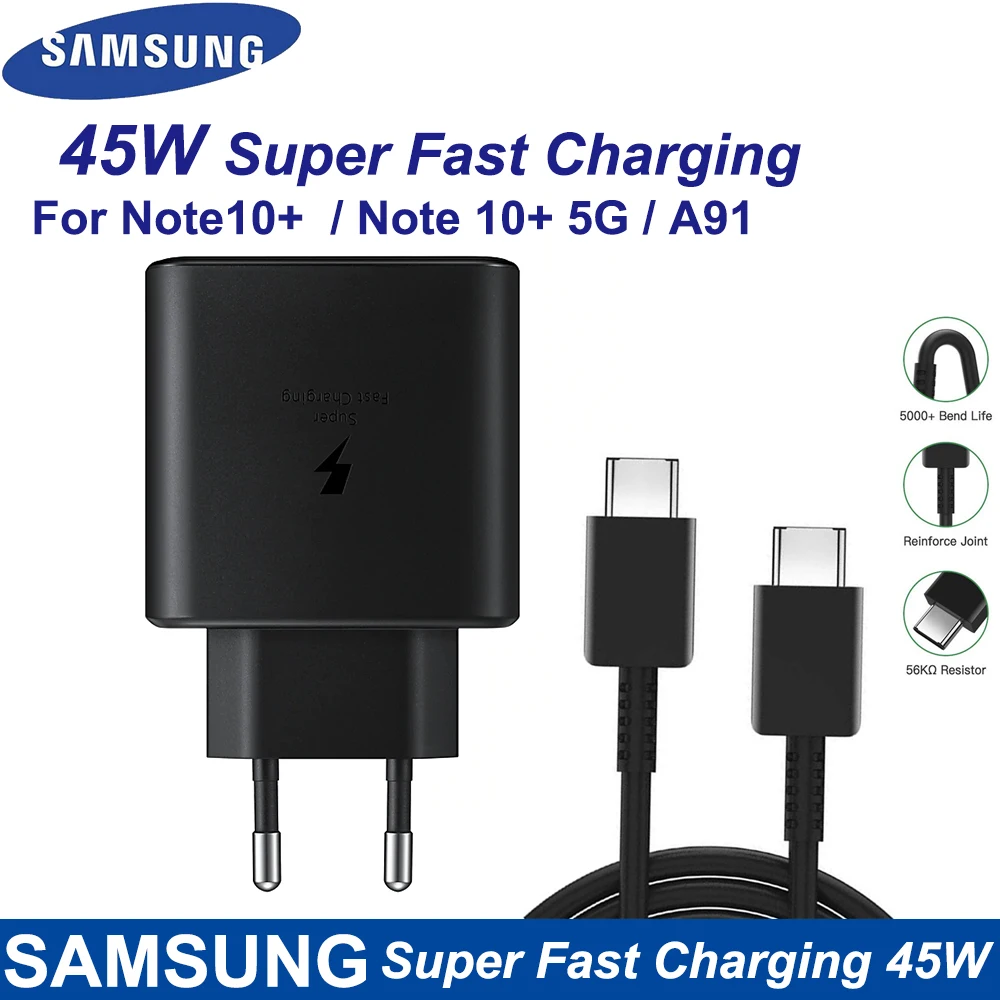 Зарядное устройство для Samsung Galaxy Note 10 Plus + EP-TA845 A91 Type-C A71 45 Вт | Мобильные телефоны и