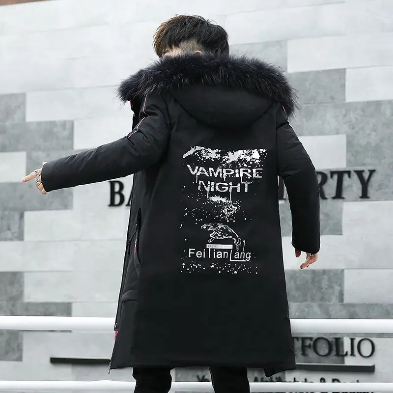 Winter Parka Men's Solid Jacket New Arrival Thick Warm Coat Long Hooded Jacket Fur Collar Windproof Padded Coat Fashion Men - Цвет: as pic