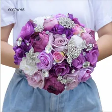 Свадебный Цветочный букет искусственных лента с розами хрустальные букеты ручной работы в классическом стиле; свадебный цветок SPH025