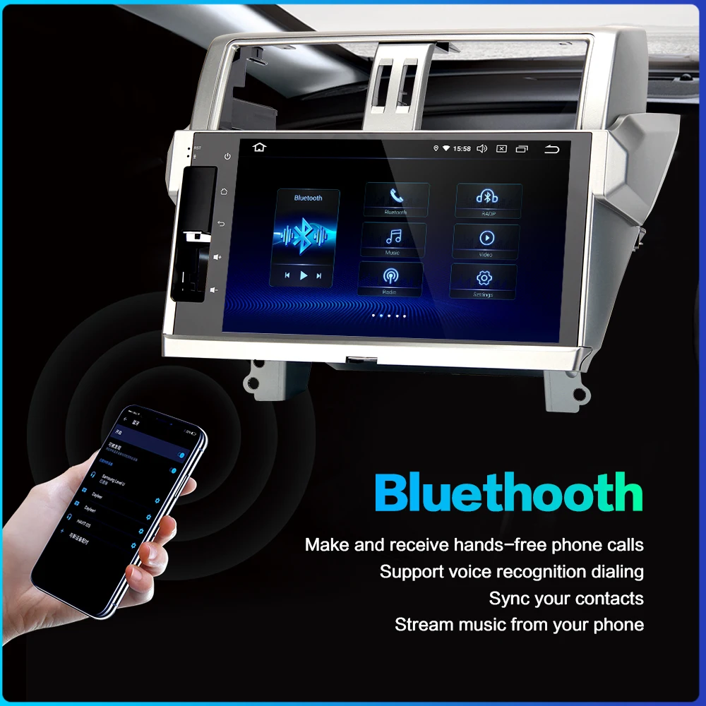 Flash Deal for Toyota Prado 2014 2015 10.2" IPS Screen Vehicle 2 Din Android 9.0 Car Radio GPS Navigation System Multimedia Player PC Audio 1