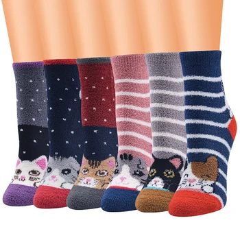 

Animal Happy Socks Women's Cute Cat Pattern Winter Warm Anti-friction Socks Comfortable Soft Sleep Breathable Socks