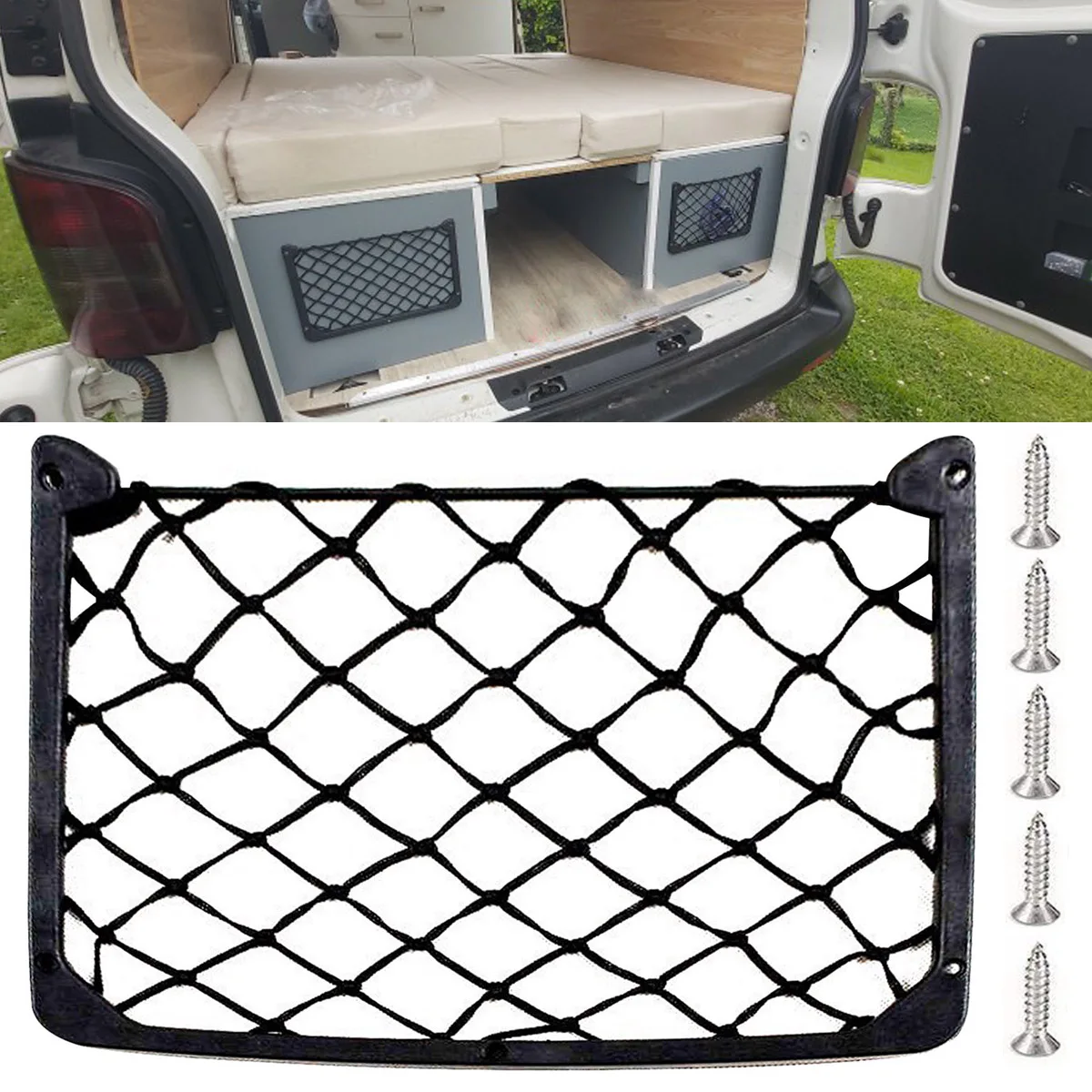 Black 3X Large Storage Net Mesh Bag Campervan Caravan Boat Car Organizer  Pocket