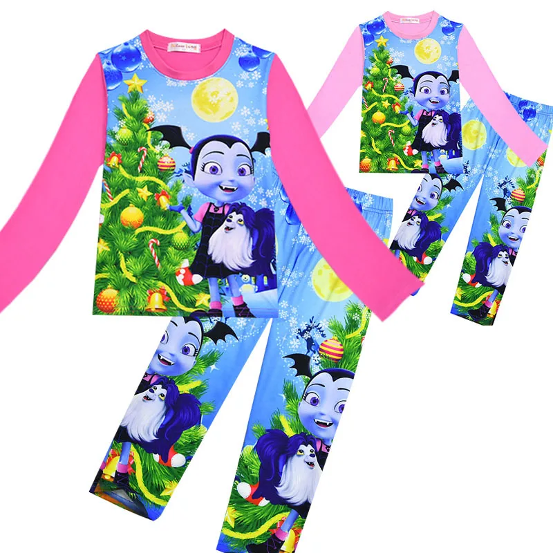

2piece Sets Pajamas For Girls Cotton Baby Long-sleeves Children Clothes Cartoon Vampirina Sleepwear Kids Boys Girl Pyjamas