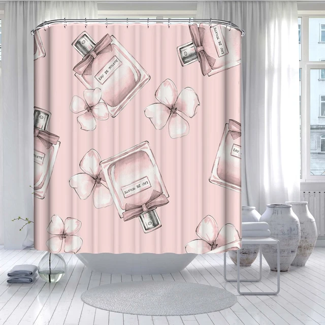 Pink high-heeled shower curtain sexy red lip makeup bathroom decoration  flowers and plants shower curtain cortina de la ducha