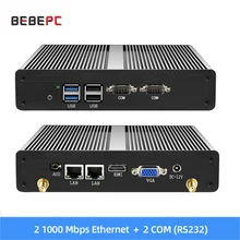 BEBEPC Fanless Mini PC HTPC Celeron J1900 N4100 Windows 10 Dual LAN 2*Serial port 2*LAN DDR3L VGA WIFI USB Mini Computer Desktop