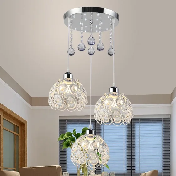

Three Head Iron Art Crystal Dining Room LED Restaurant Light Chandelier Living Room Lighting Non-Standard Creative Cool Aisle Li