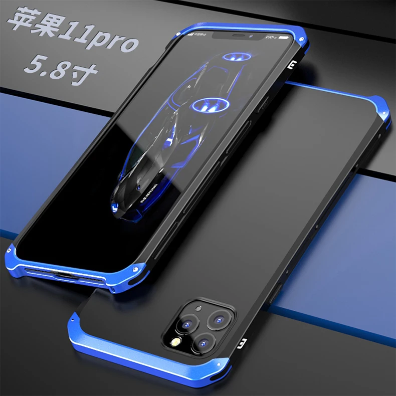 Shockproof Armor Phone Case For iPhone 13 12 Pro MAX 13 Mini 11 XS XR SE 2 8 7 6 Case Aluminum Metal Bumper Matte PC Cover Coque