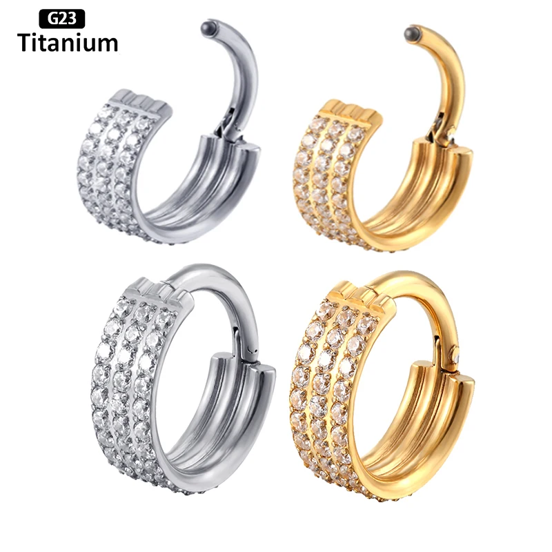 Piercing Jewelry Nose Rings Ear Piercing Jewelry Body Jewelry G23 Titanium Piercing Hinged Segment Septum Hoops CZ Nose Rings Clicker Ear Cartilage Tragus Helix Earrings conch