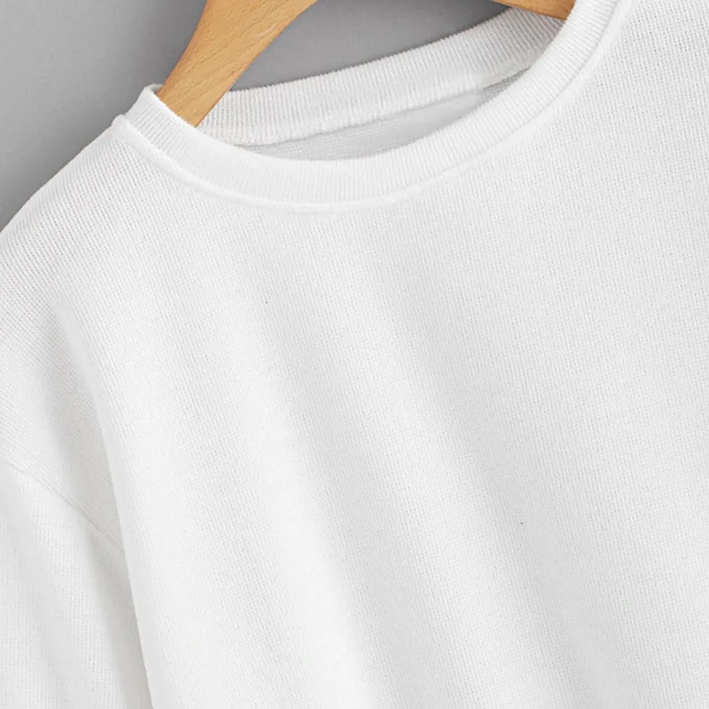 JAYCOSIN Fashion Women Casual Simple Solid Color O-Neck Sweatshirt Long Sleeve Comfortable Soft Blouse Loose Sweatershirt Tops