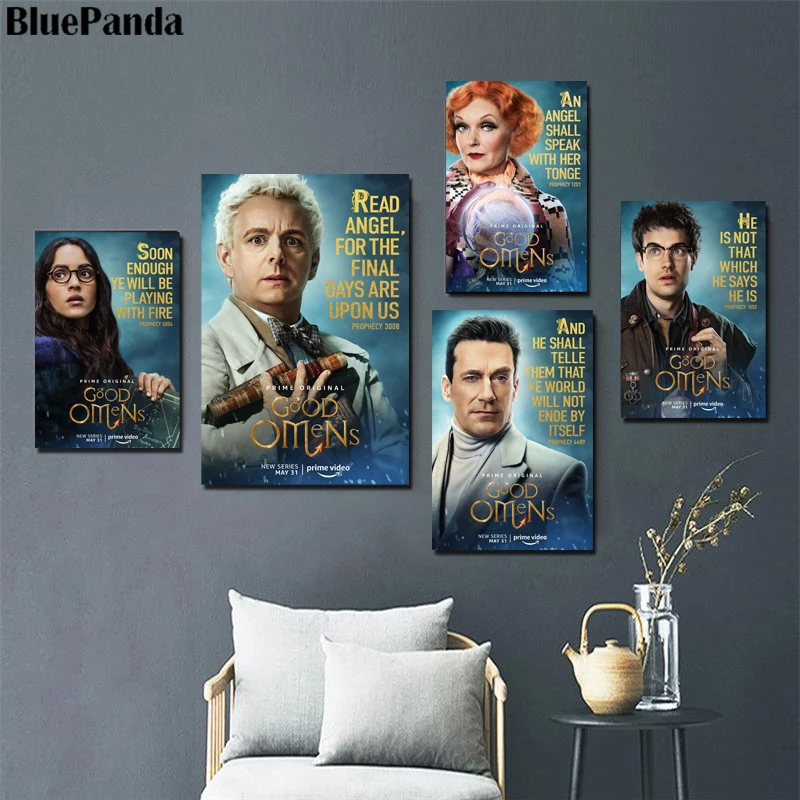 Картина из фильма Good Omenses Aziraphale Crowley на холсте с принтом стену домашний декор