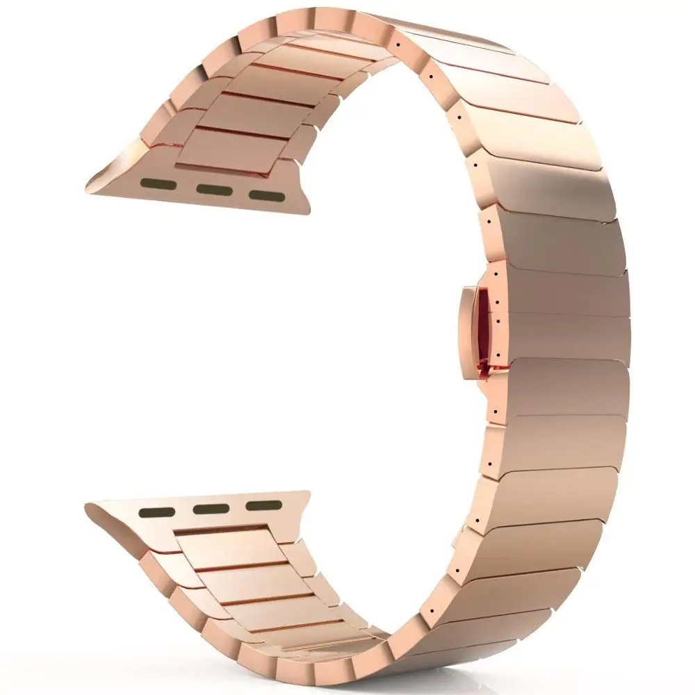 Ремешок для apple watch 44 мм 40 мм iwatch 42 мм 38 мм браслет из нержавеющей стали с металлической бабочкой и пряжкой apple watch 5 4 3 2 - Цвет ремешка: rose gold