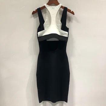 

2020 women dress summer knitted dress slim backless hollow out letter patchwork casual party dress