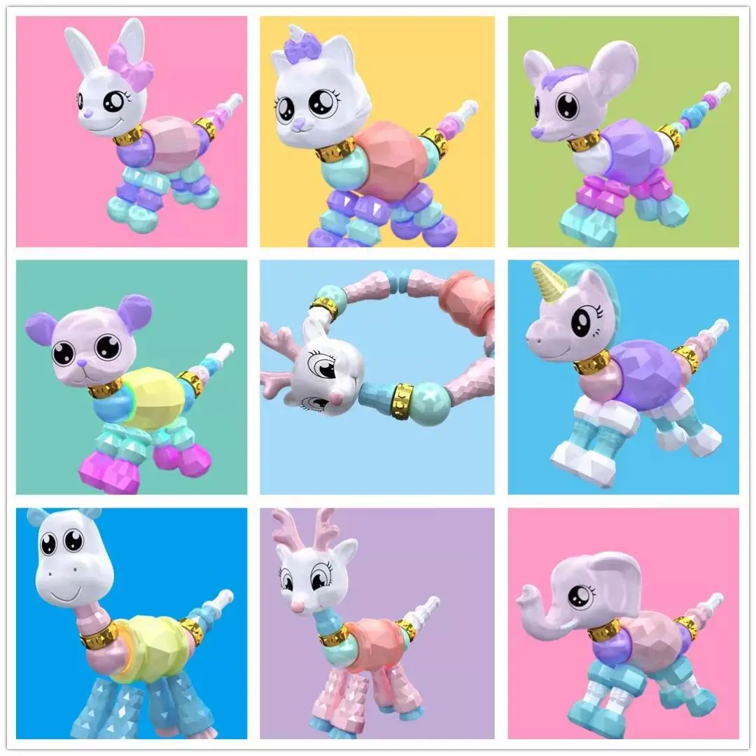 

New Style Creative Love Elves Flexible Bracelets Magic Animal Transformation Bracelets Necklace DIY Children'S Educational Toy