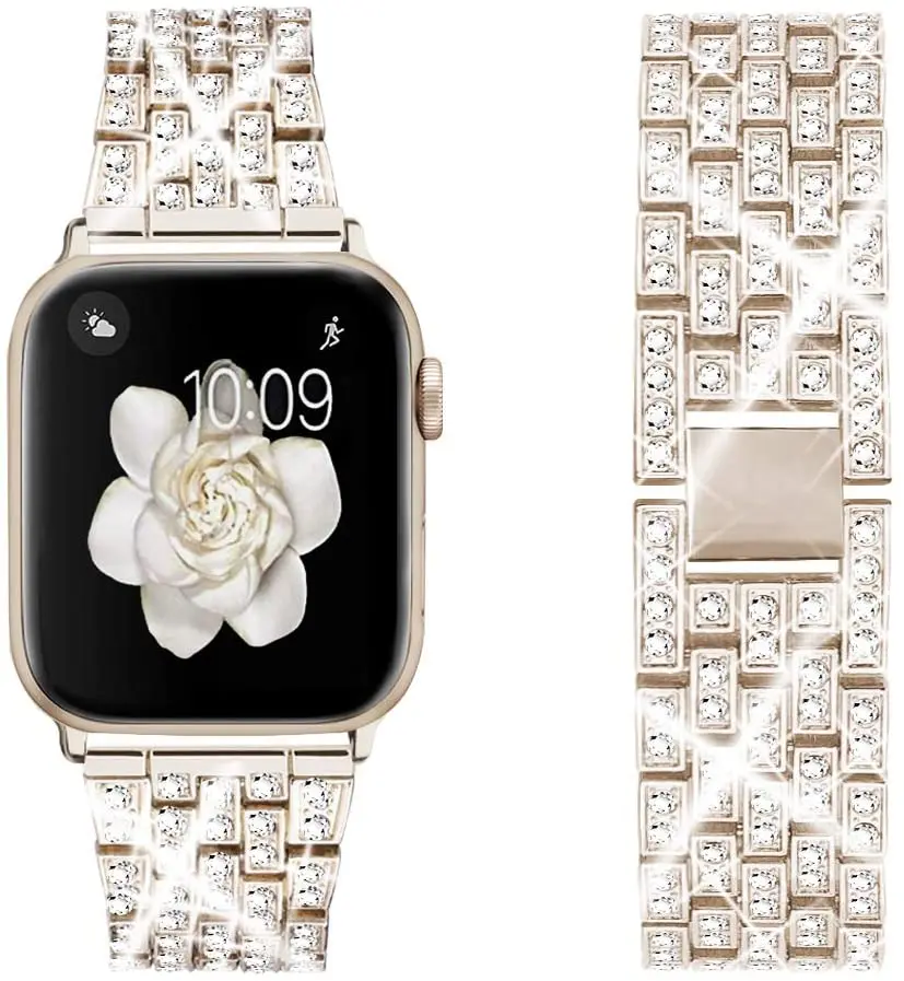 Ремешок из нержавеющей стали для Apple watch 6 band 44 мм 40 женский браслет с бриллиантами iwatch serice 5 4 3 38 42 2|Ремешки