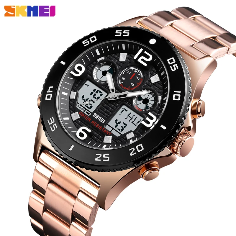 

Men Digital Watch Luxury Brand SKMEI Men's Wrist watches 3 Time Chronograph Mens Bracelet 50M Waterproof Alarm Clock For Male