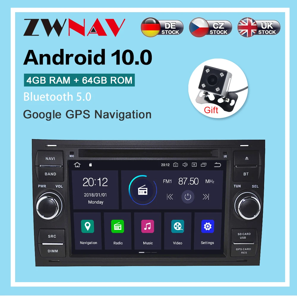 

Android 10.0 Car Multimedia GPS Navigation For FORD FIESTA FUSION GALAXY TRANSIT KUGA radio Player Head Unit dsp 4G 64GB/32GB