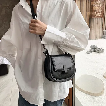 

Hot sale Small Travel Luxury Leather Saddle Bags For Women 2020 Crossbody Shoulder Messenger Bag Female Handbags Solid Color Bag