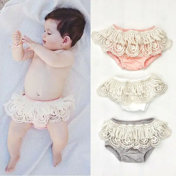 Goocheer New Toddler Infant Newborn Baby Girl Lace Floral Shorts Ruffle Pants Bloomers Diaper Nappy Casual Lovely Baby Shorts
