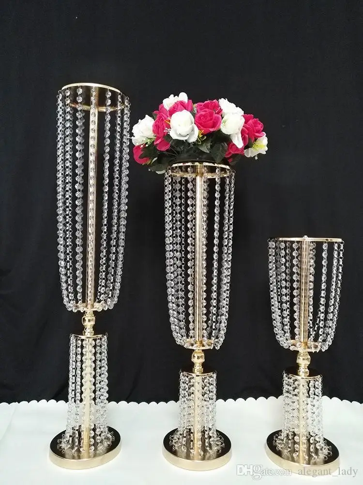 Crystal Beaded Chandelier Centerpiece Riser Top Candle Floral Plate Wedding Decoration T table Decoration Centerpieces for 11 Event