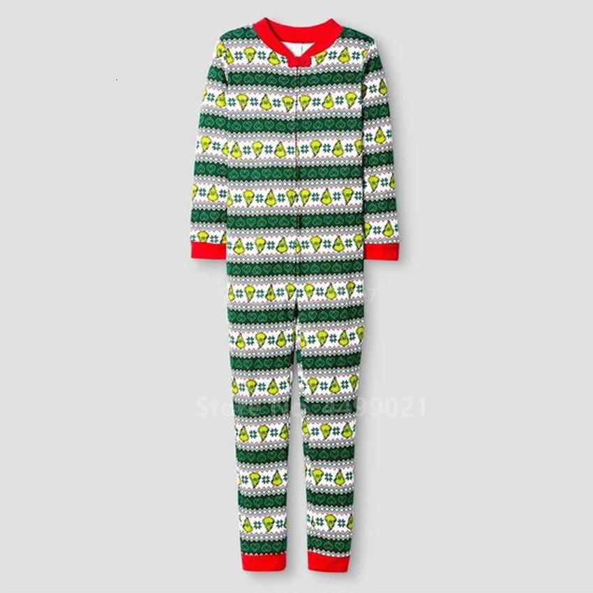 Семейный Рождественский пижамный комплект; зеленый комбинезон с принтом; Одинаковая одежда для всей семьи на год; одежда для сна для мамы, папы и ребенка; Подарочная одежда для сна