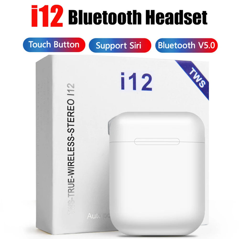 

TWS Wireless Earphones i12 Touch Control Bluetooth 5.0 3D Super Bass Pods Headphones airdots For iPhone Xiaomi Smart Phone