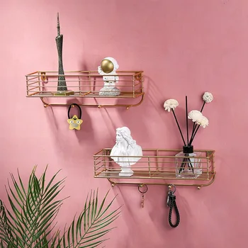 

Creative Simple Nordic Wrought Iron Grid Wall Shelf Ornaments Home Wall Hook Wall Mounted Storage Rack Decoration Housekeeper