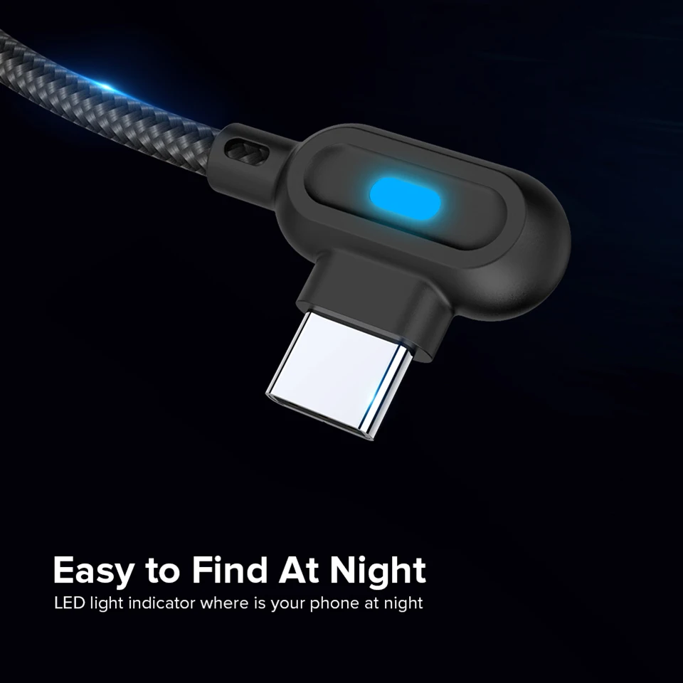 Кабель Venroii 1 м 2 USB Type C светодиодный провод для быстрой зарядки Samsung Huawei Xiaomi Andriod 90