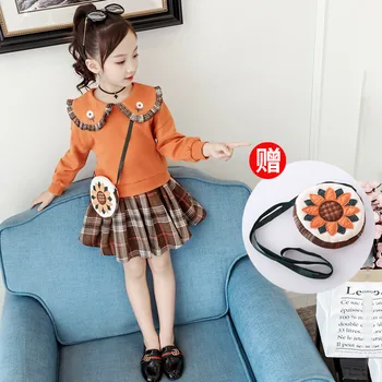 

Teen Girl Clothing Set Kids 2 pcs Crop Top and Skirt Set for Kids Pullover Top and Skirt Two Piece Clothes Set Free Bag for Gift