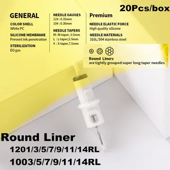 

Tattoo Needles Revolution Cartridge Round Liner #10 (0.30mm needle) RC1003RL RC1005RLRC1007RL RC1009RL RC1014RL 20 pcs