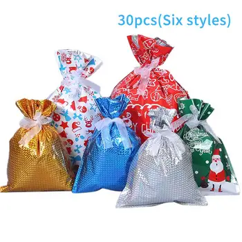 

Present Pouch Party Plastic Tree Decoration Portable Universal With Ribbon Ties Assorted Styles Christmas Gift Bag Wrapping