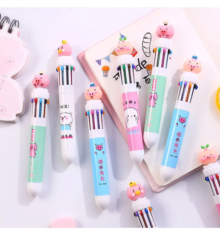 Милая поросенок 10 Цветов шариковая ручка красочная для рисования Kawaii розовая
