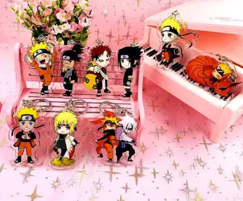 

20 pcs Cartoon mix Japanese anime Naruto Double Sided Acrylic Keychain Keyring Cosplay Anime Gifts