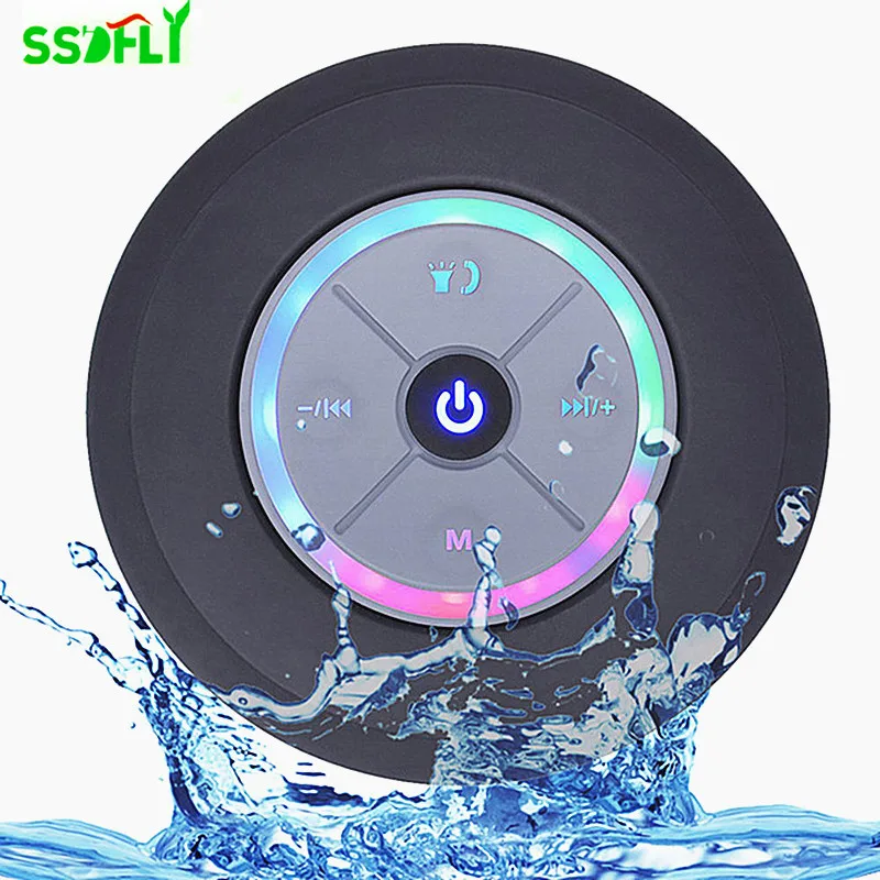 Altavoz inalámbrico Portátil con Bluetooth, manos libres, altavoces inalámbricos de coche impermeables con luz LED, compatible con TF