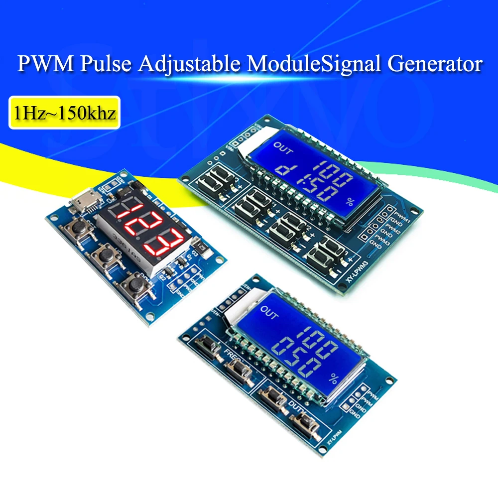 Signal Generator PWM Pulse Frequency Duty Cycle Adjustable Module LCD Display 1Hz-150Khz 3.3V-30V PWM Board Module