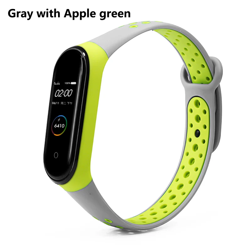 Gray apple green Спортивный ремешок BOORUI mi band 4, удобный ремешок pulseira mi band 4, аксессуары, силиконовый ремешок для xiaomi mi band 4 - Цвет: Gray apple green