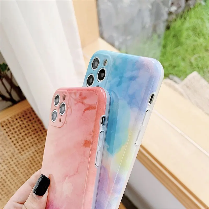 Fashion Glitter Phone Case For iPhone 12 11Pro Camera Protection Max X XR XS 7 8 Plus SE 2020 Colorful Soft IMD Shockproof Cover