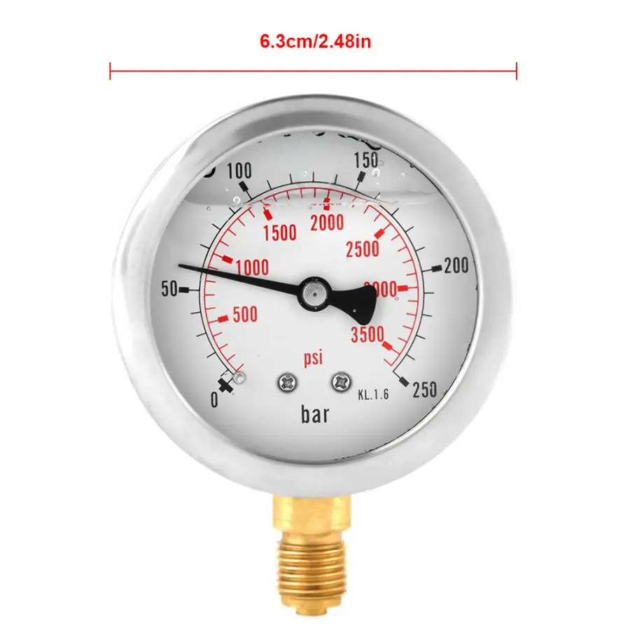 63mm Manometer Analog Gasdruckanzeige 0-250Bar 0~3750PSI für Wasser Luft Öl SALE 