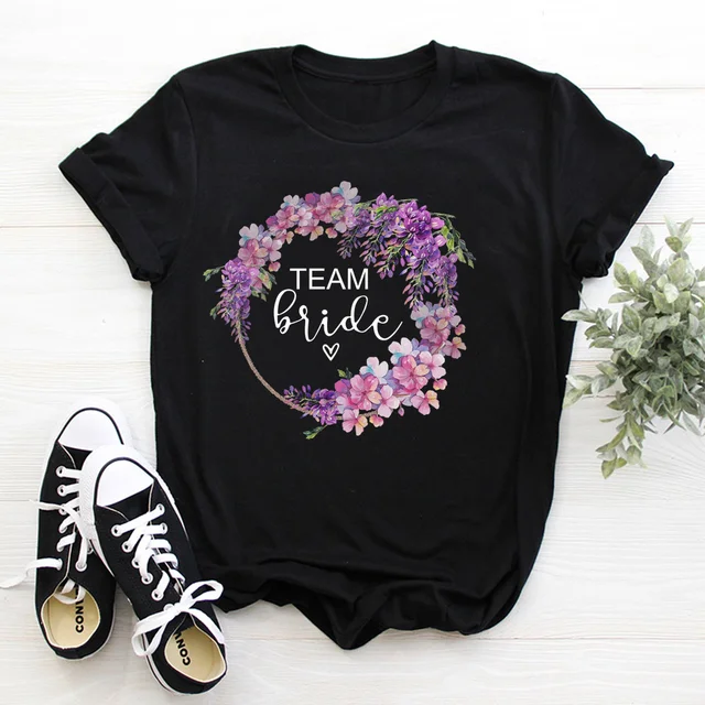 bachelorette team bride t shirt estonian wedding party ulzzang t-shirt cato women's tea bride short women tops drop ship Black-12